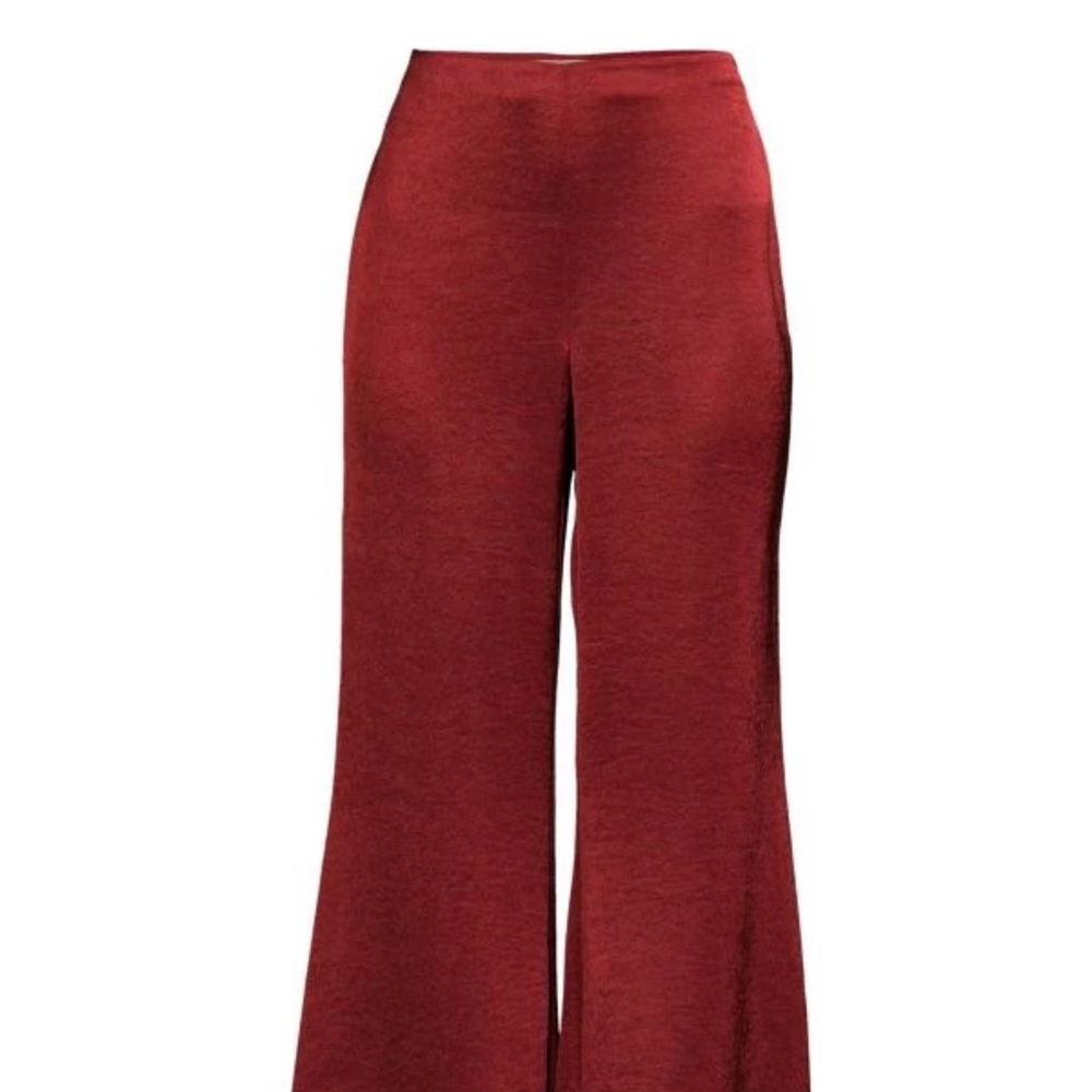 Vince Satin Wide- Leg Pants 14 (Currant) NWT